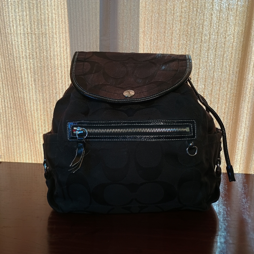 Coach Kyra Signature Logo Canvas Backpack